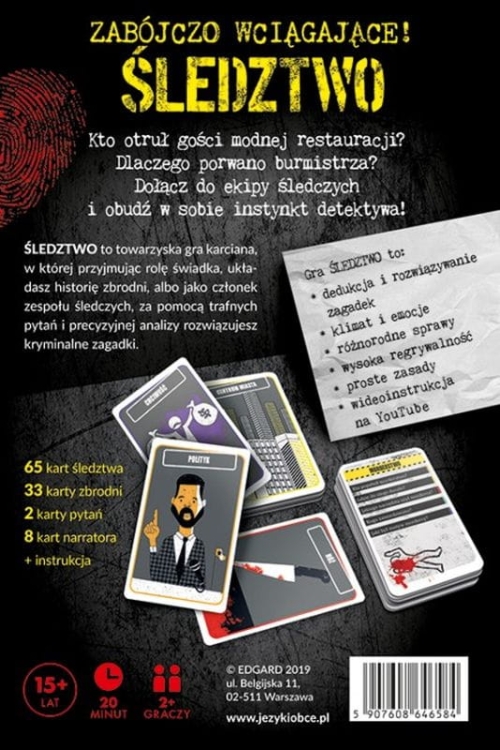 Śledztwo Edgard – karty do gry kryminalnej (karty zbrodni, karty śledztwa)