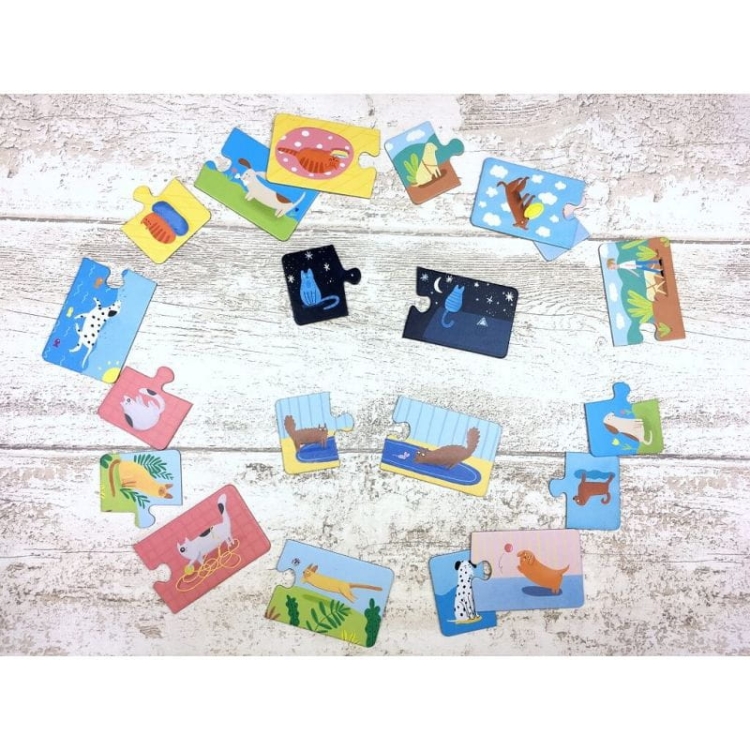 Gra edukacyjna Układanki Malucha Kotki pieski elementy zestawu