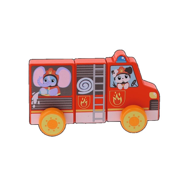 61786 drewniany samochodzik magnetyczny straż