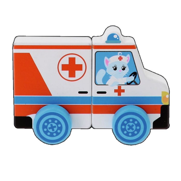 61787 drewniany samochód magnetyczny ambulans