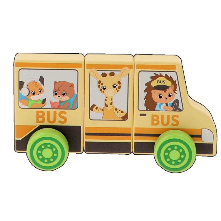 61788 drewniany samochód magnetyczny autobus szkolny