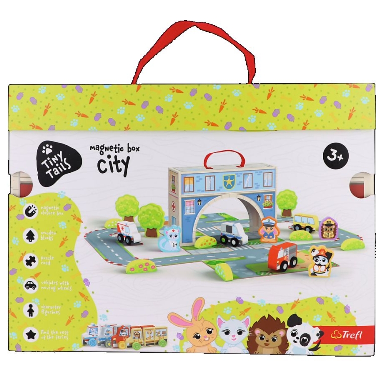 61816 magnetyczny kuferek z drewnianymi figurkami miasto (