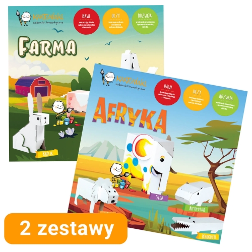 2w1 Zwierzęta AFRYKA + FARMA do składania i kolorowania