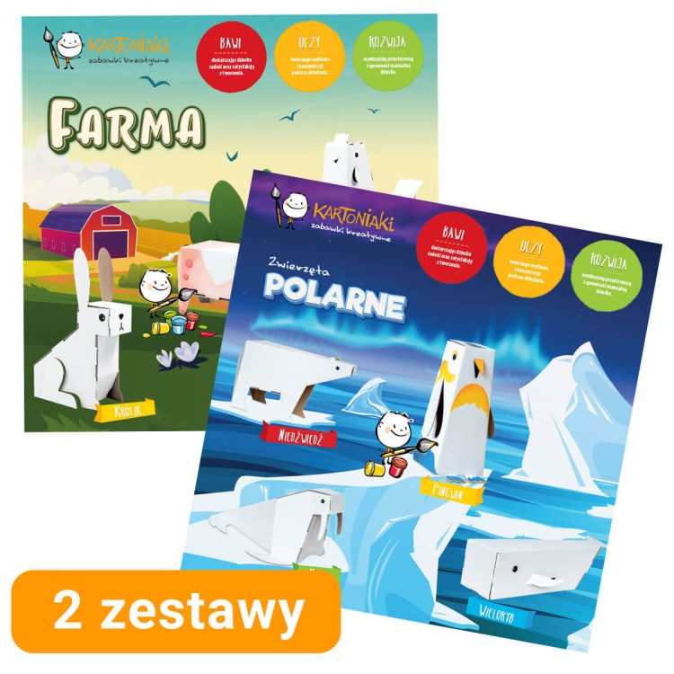 2w1 Zwierzęta POLARNE + FARMA do składania i kolorowania