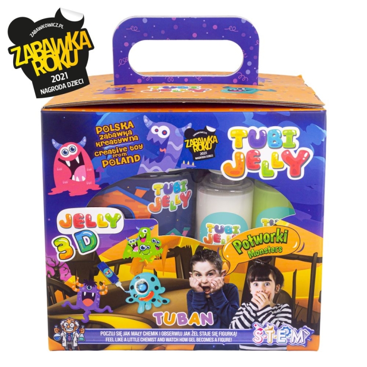 Zestaw Tubi Jelly Potworki 6 kolorów + małe akwarium TUBAN