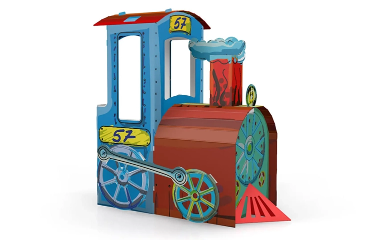 Pokolorowana zabawka z kartonu "Lokomotywa"