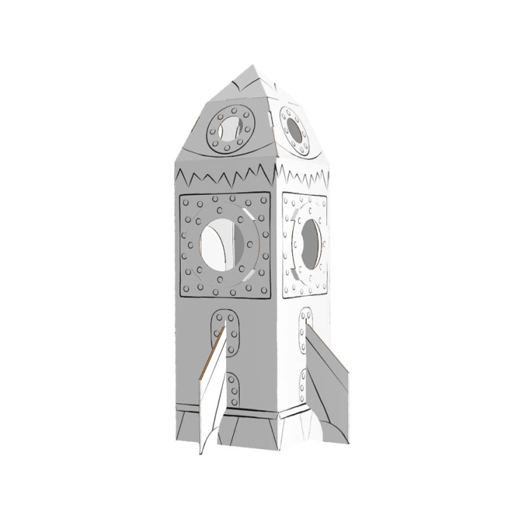 Ekologiczna zabawka rakieta z kartonu do składania i malowania XL dla dzieci