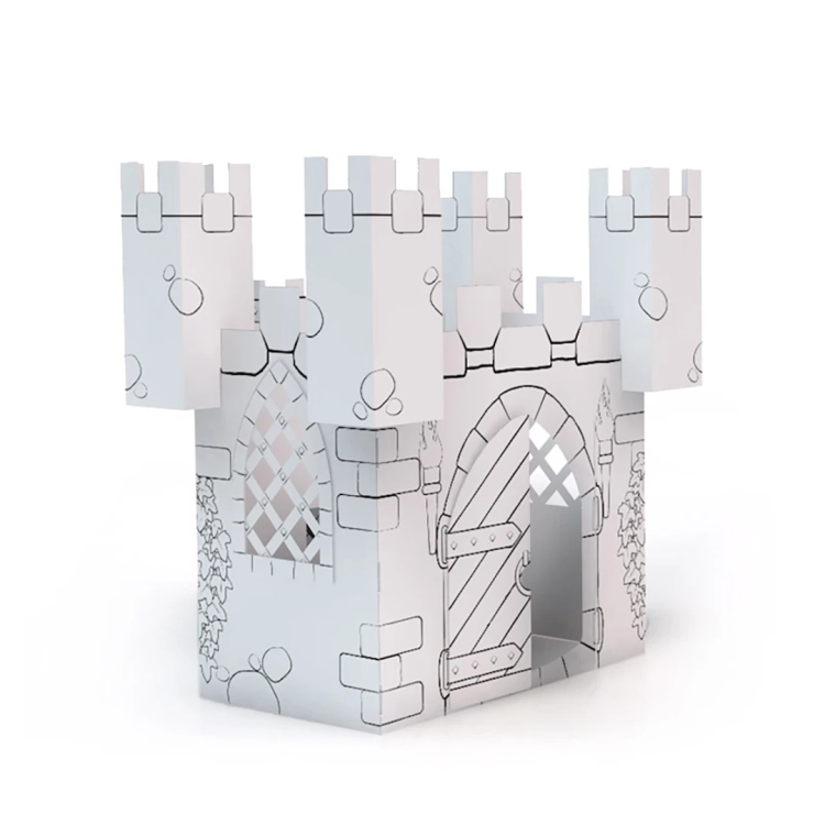 Ekologiczny zamek z kartonu do składania i malowania, zabawka edukacyjna dla dzieci