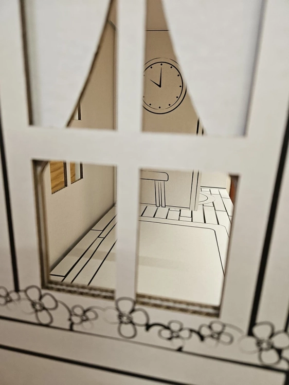 Kartonowy domek dla lalek XL - widok wnętrza