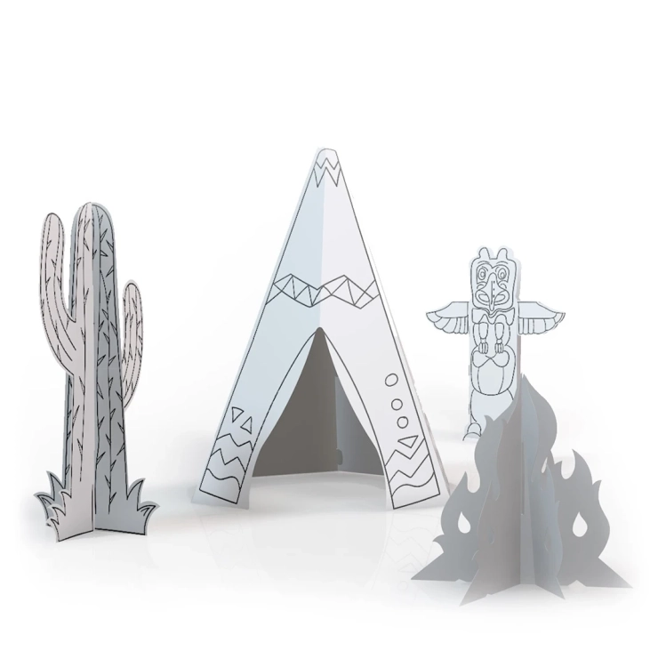 Namiot dla dzieci do pokoju Tipi z kartonu do składania i malowania