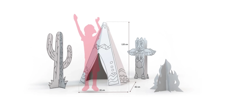 Namiot dla dzieci do pokoju Tipi XL z kartonu