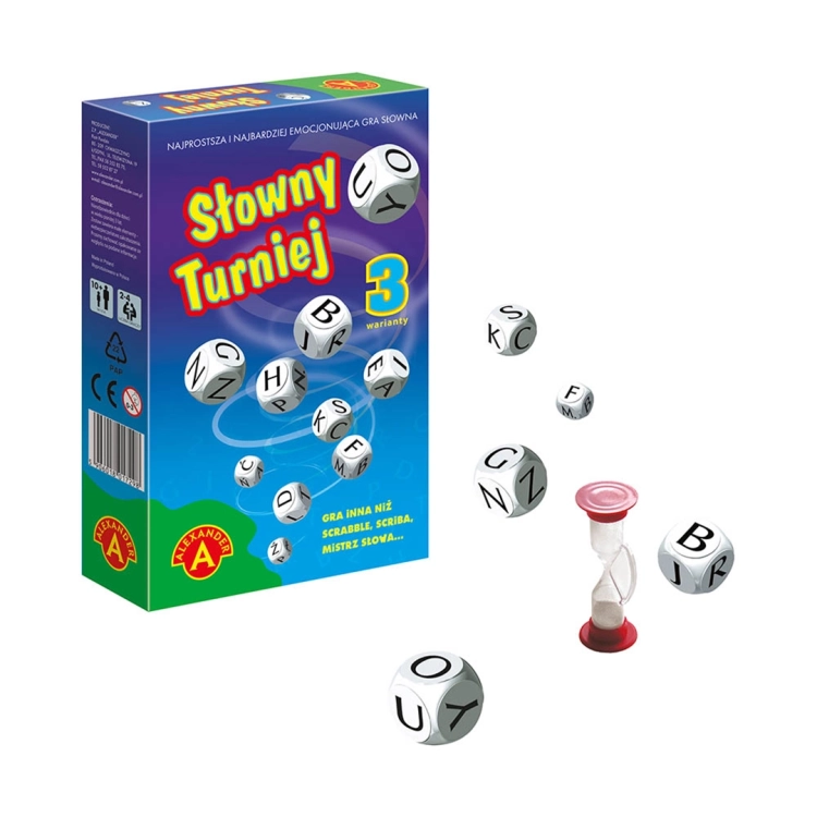 "Słowny turniej" - gra edukacyjna z kostkami i klepsydrą
