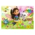 Ilustracja z puzzli Gabby's Dollhouse od Trefl, ukazująca Gabi w kolorowej sukience oraz jej przyjaciół, w otoczeniu kwiatów i brokatowych detali. Idealne dla dzieci powyżej 5 roku życia