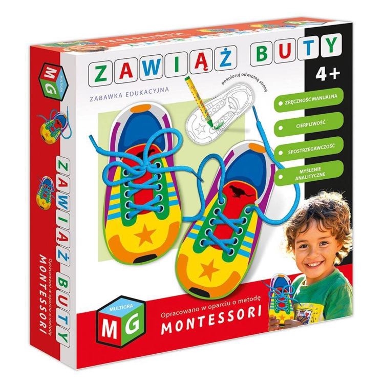 Zabawka edukacyjna Montessori Zawiąż Buty
