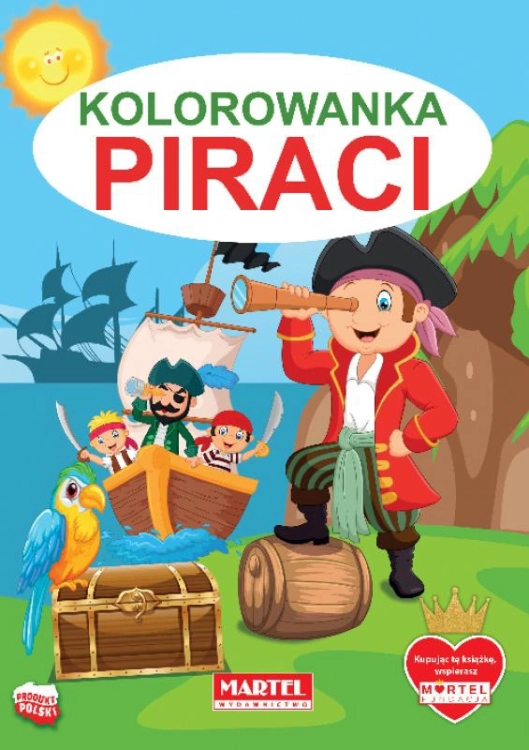 Ilustracja skrzyni ze skarbem w kolorowance Piraci