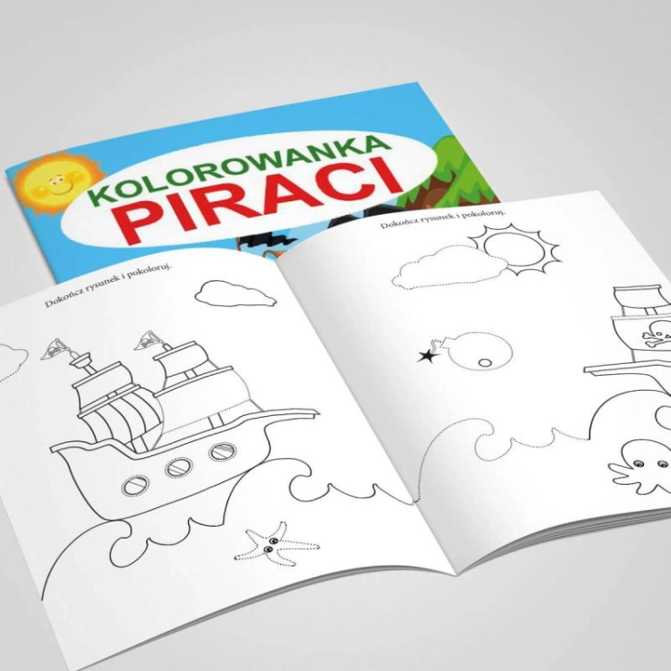 Ilustracja pirackiego okrętu w kolorowance Piraci