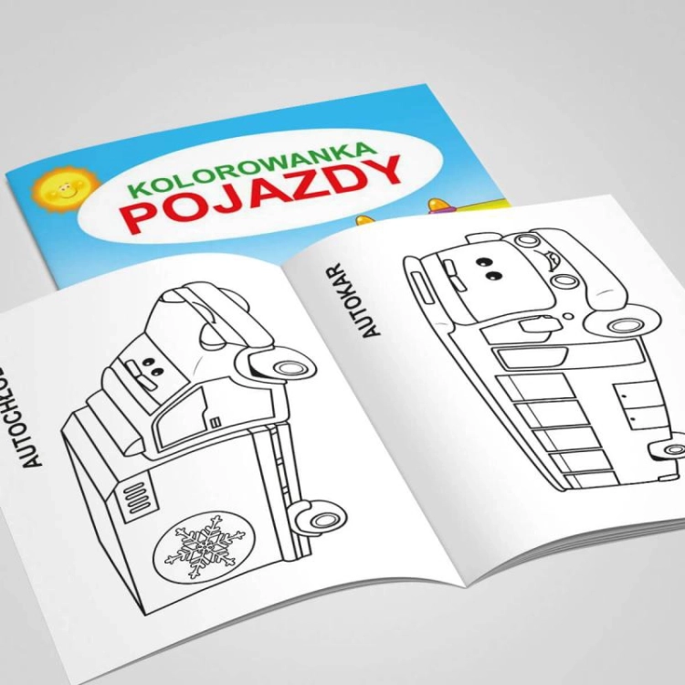 Ilustracje pojazdów w kolorowance Pojazdy