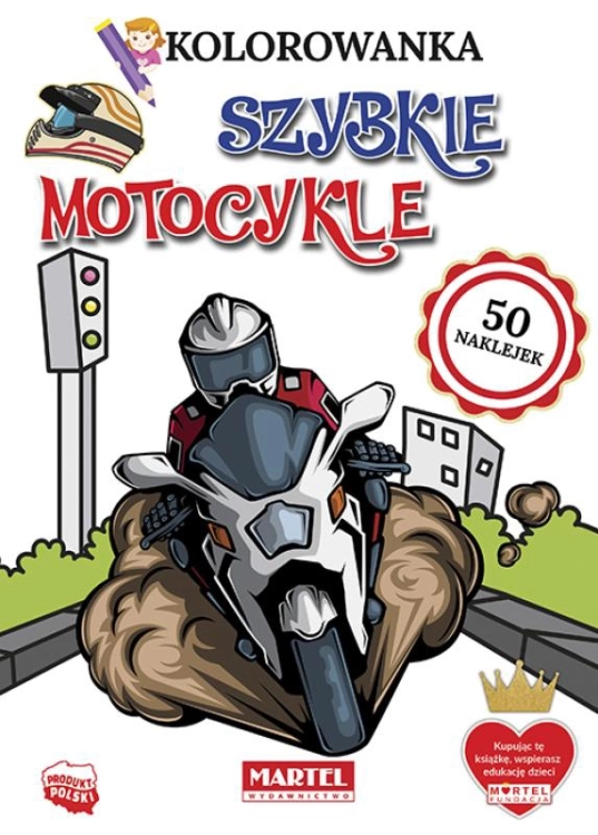 Zestaw naklejek w kolorowance Szybkie Motocykle