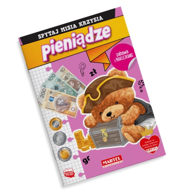 Okładka książki "Spytaj Misia Krzysia: Pieniądze z naklejkami" - Wydawnictwo MARTEL