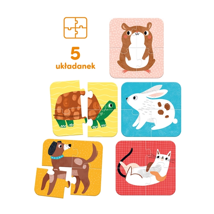 Ułożone puzzle nasi przyjaciele z ilustracjami zwierząt