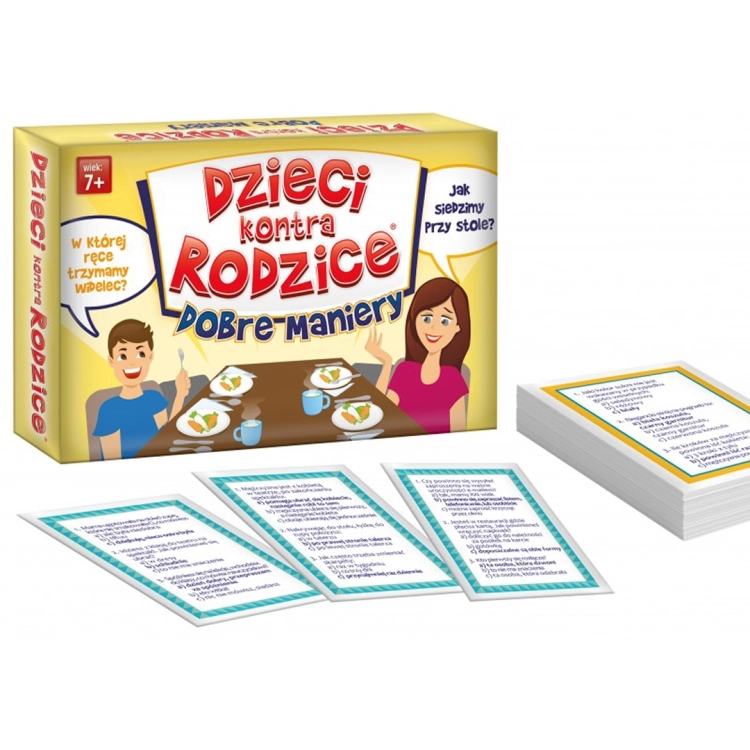 Zawartość gry Dzieci kontra Rodzice Dobre Maniery – karty i instrukcja