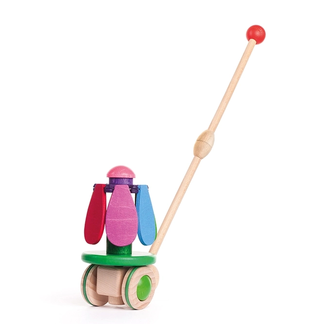 Drewniana zabawka do pchania tęczowy kwiatek Bajo