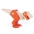 Drewniany dinozaur T-Rex Bajo z ruchomymi elementami, w kolorze naturalnego drewna i czerwonym