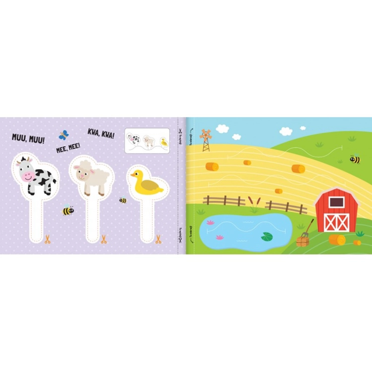 Plansza do zabawy w teatrzyk ze zwierzętami.