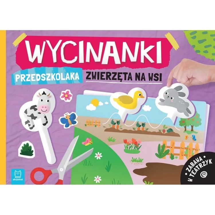 Okładka książki „Wycinanki przedszkolaka. Zwierzęta na wsi”.