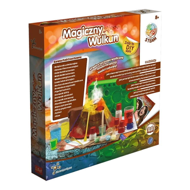 Tył opakowania zestawu naukowego Magiczny Wulkan Trefl Science
