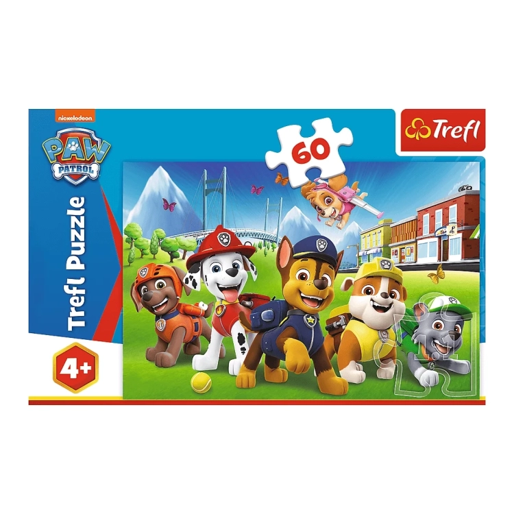 Zbliżenie na elementy puzzli Psi Patrol