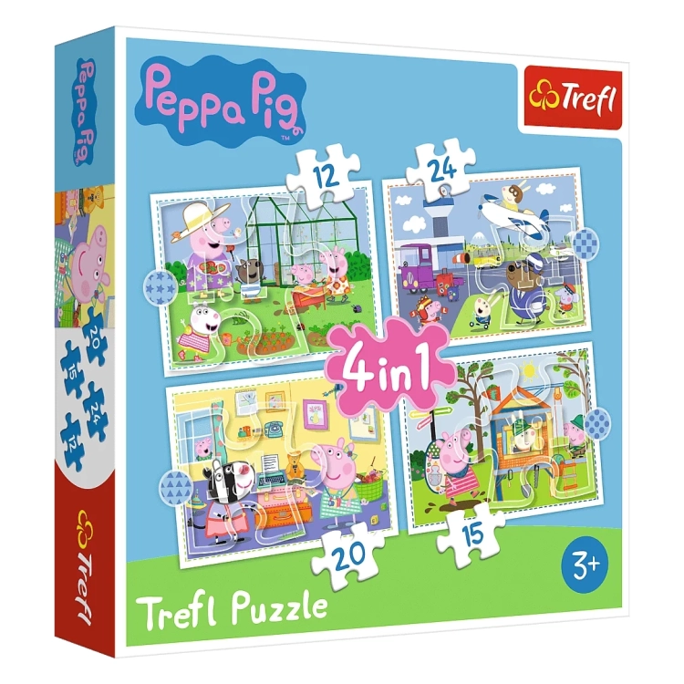 Puzzle 4w1 Świnka Peppa Wspomnienia z wakacji - opakowanie