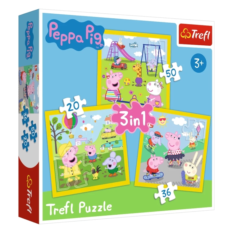 Puzzle 3w1 Świnka Peppa Wesoły dzień Peppy - opakowanie