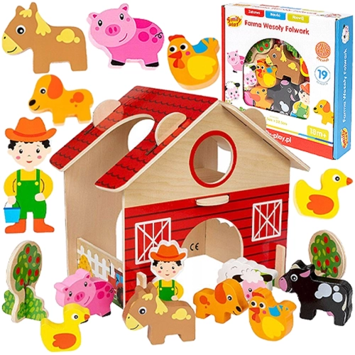 Kompletny zestaw zabawki "Farma Wesoły Folwark" z figurkami zwierząt i opakowaniem Smily Play.