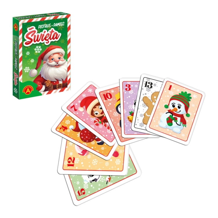 Karty do gry Piotruś / Pamięć – Święta z widocznymi świątecznymi ilustracjami, Alexander, wiek 4+.