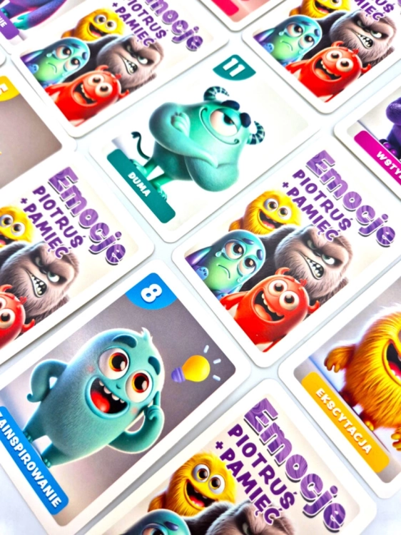 Karty do gry Piotruś emocje - zestaw z ilustracjami emocji.