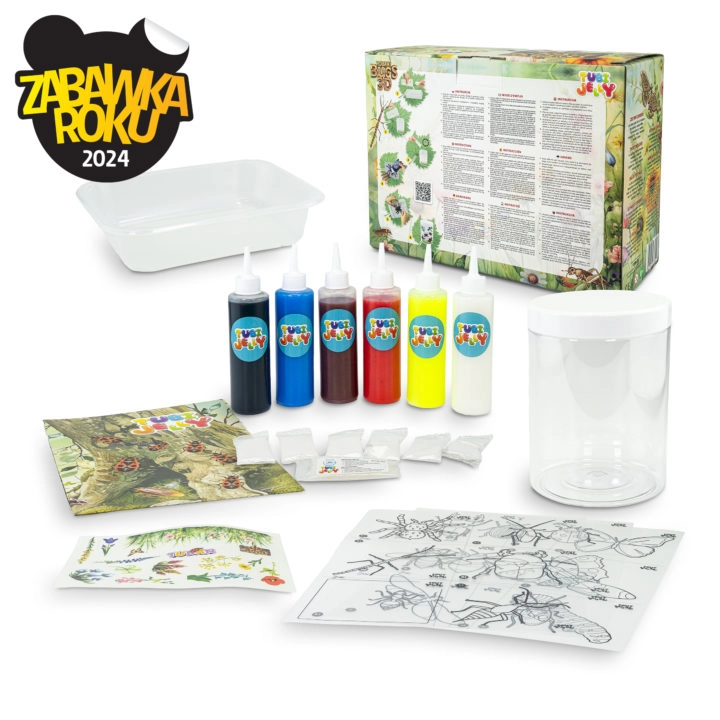 Kompletne akcesoria w zestawie Tubi Jelly robaki Tuban, w tym barwniki, formy i dodatki.