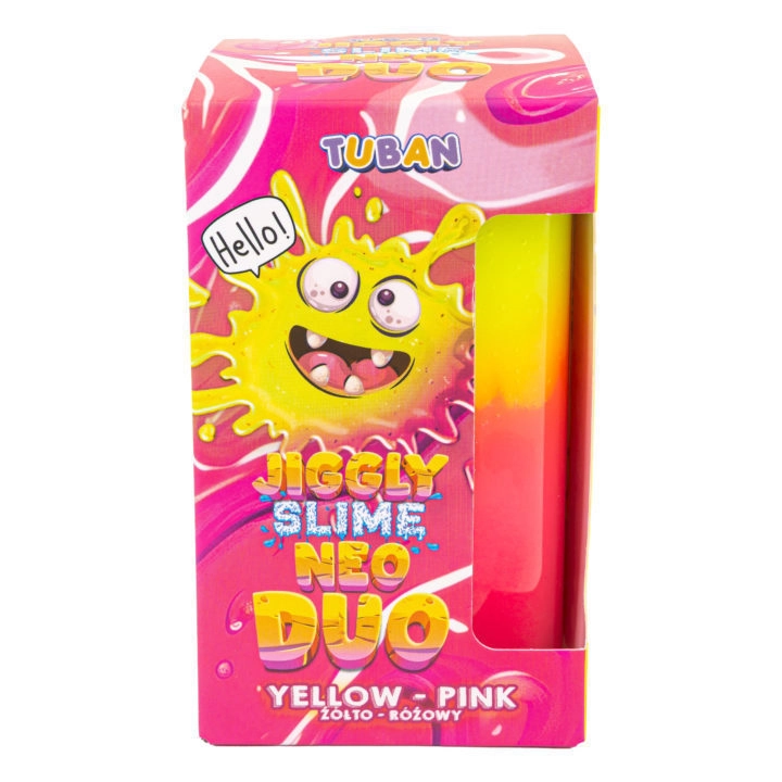 Opakowanie Jiggly slime neo duo Tuban w kolorach żółtym i różowym.