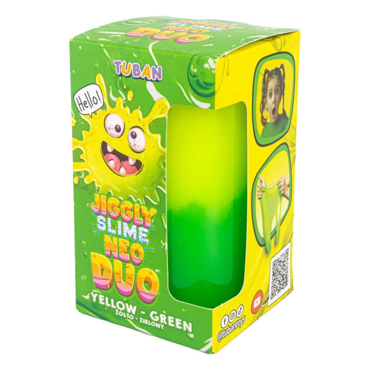 Opakowanie Jiggly slime neo duo Tuban w kolorach żółtym i zielonym.