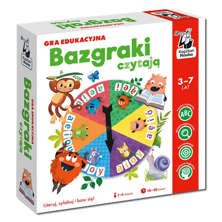 okładka gry edukacyjnej "Bazgraki czytają" - Kapitan Nauka