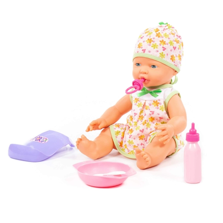 Lalka Bobas "Wesoły" 35 cm ze smoczkiem i zestawem do karmienia od Polesie