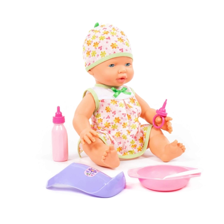 Lalka Bobas "Wesoły" 35 cm ze smoczkiem i zestawem do karmienia od Polesie