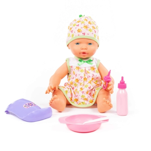 Lalka Bobas "Wesoły" 35 cm ze smoczkiem i zestawem do karmienia od Polesie