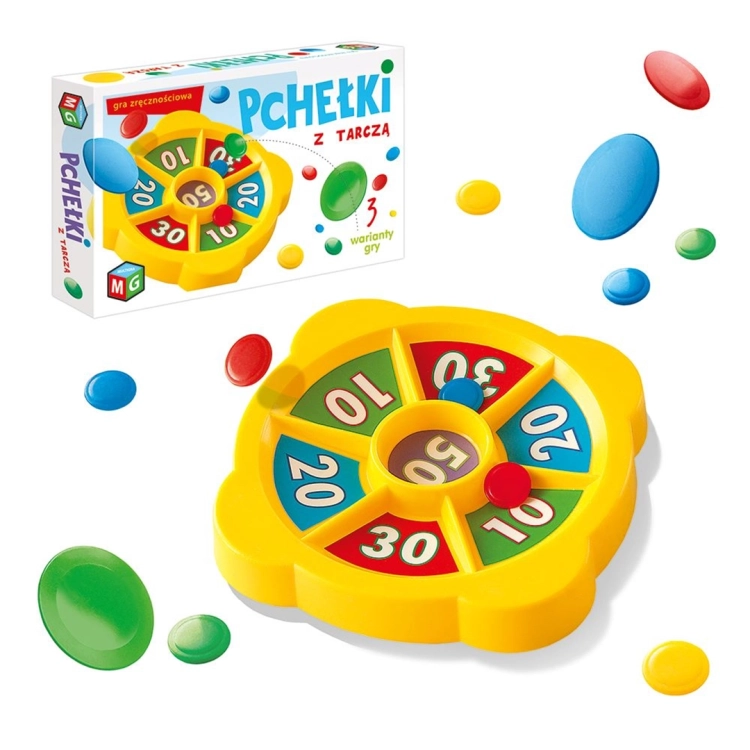 Zawartość zestawu gry pchełki z tarczą