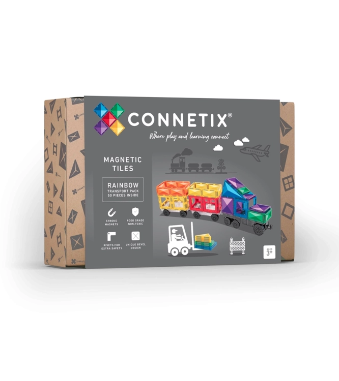 Opakowanie zestawu klocków magnetycznych CONNETIX Rainbow Transport Pack 50 el