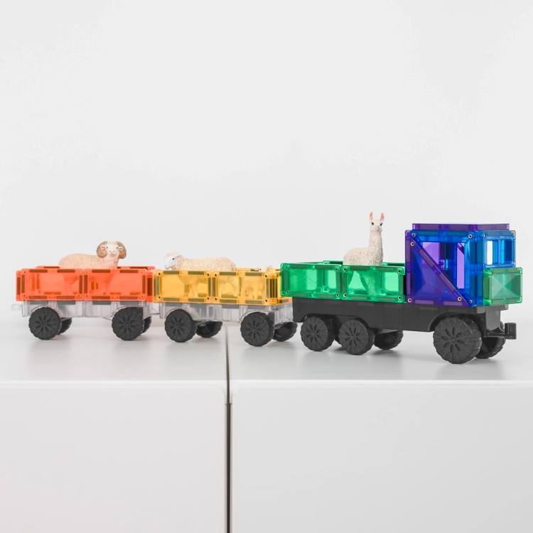 Pojazd zbudowany z klocków magnetycznych CONNETIX Rainbow Transport Pack 50 el