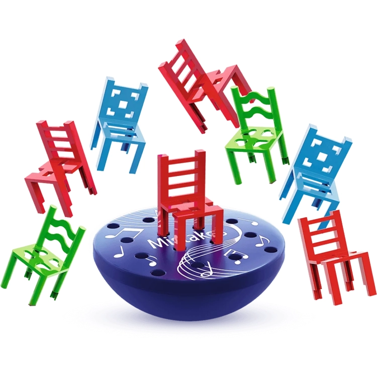 Gra zręcznościowa Mistakos platform - kolorowe krzesełka na platformie