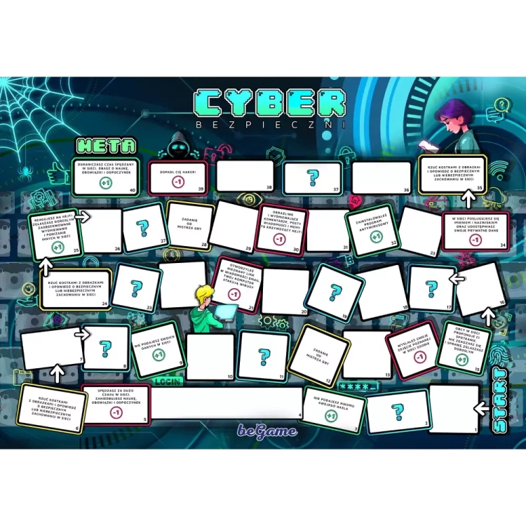 Cyberbezpieczni gra planszowa edukacyjna duża stolikowa