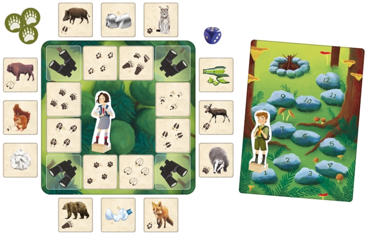 Plansza i elementy gry "Czyj to trop?" od Adamigo