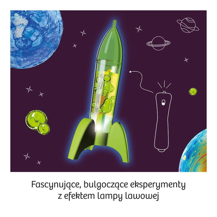 Rakieta z efektem lampy lawowej z zestawu Space Bubbles.